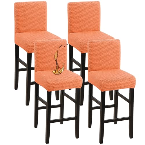 Image of YISUN Waterproof Bar Stool Covers, Stretch Pub Stool Chair Cover Removable Washable Counter Stool Covers Bar Stool Slipcovers for Kitchen, Pub, Dining Room (4 Pack, T-Orange)