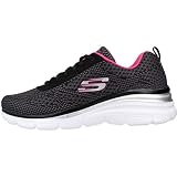 Skechers Moda damska Fit Bold Boundaries Sneaker, Czarna siatka gorący róż Tirm, 39 EU