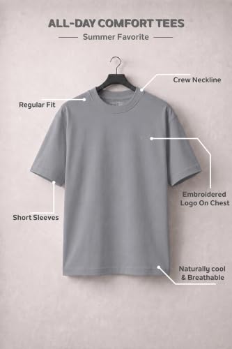 Image of Van Heusen Men's Crew Neck T-Shirt - Soft & Breathable Cotton | Regular Fit | Comfortable Everyday Casual Wear | Short Sleeves | Summer Favorite |Solid Colors | Style 60052|Available in Pack of 1 & 2