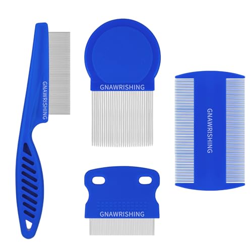 GNAWRISHING Flea Comb 4Pcs with High Strength Teeth Pet Tear Stain Remover Combs, Pet Dog Cat Grooming Comb Set Effective Float Hair Remover