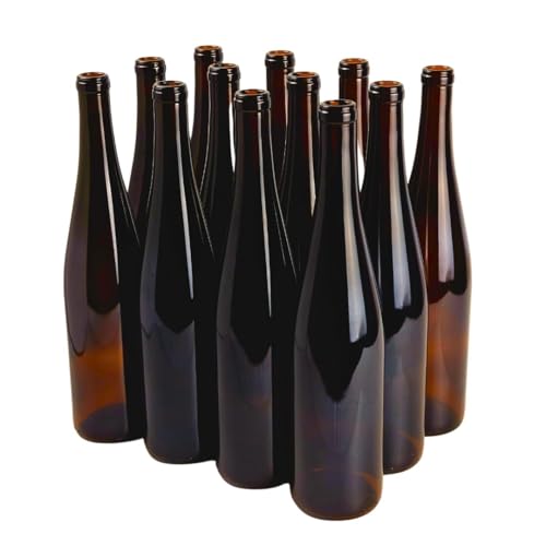 FastRack 750ml Amber Glass Wine Bottles (12)