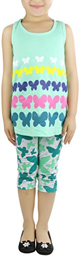Image of ToBeInStyle Girl's Sleeveless Tank Top & Leggings 2 Piece Outfit Casual Dress Style Set