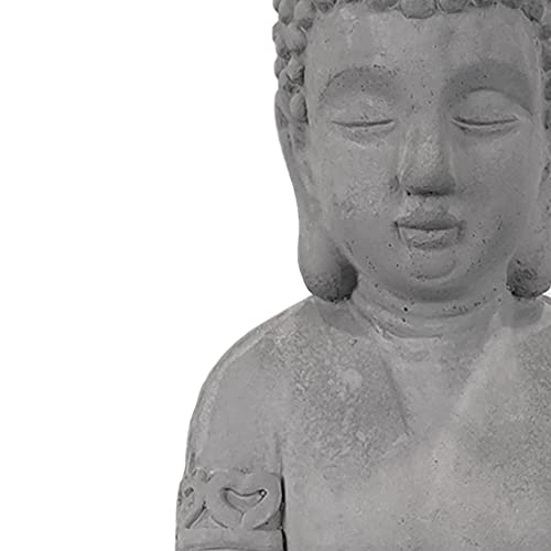 Kante 12.8" H Cement Composite Buddha Statue Ornament, Natural Concrete Indoor/Outdoor Tabletop Décor #TOP6