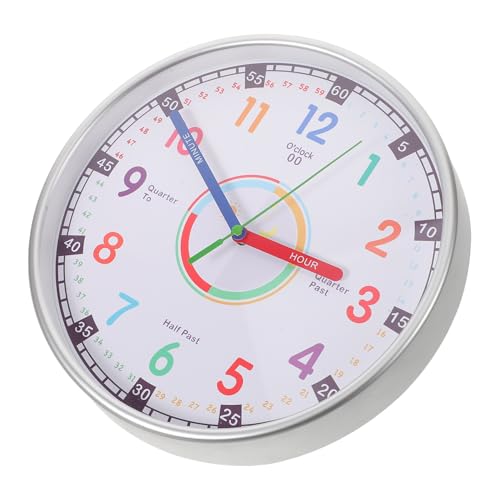 Horloge murale pour enfants argentée à grands chiffres éducative - 2