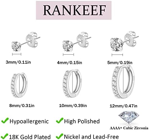 Sterling Silver Earrings Set For Women Hypoallergenic Lightweight Small Gold Stud Earrings for Women