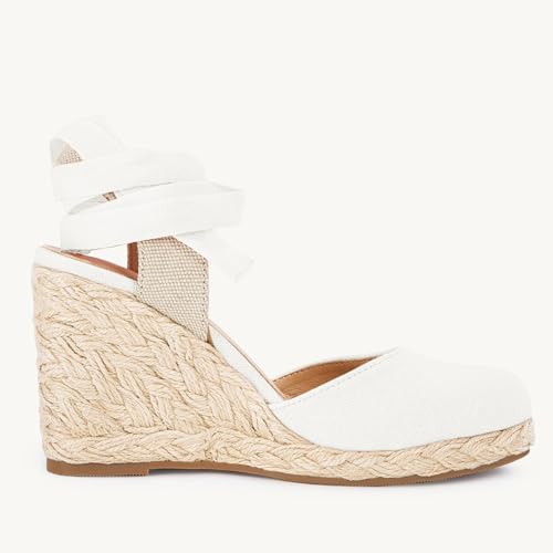 Image of Juliet Holy Womens Lace up Espadrilles Closed Toe Wedges Sandals Strappy Slingback Platform Heels