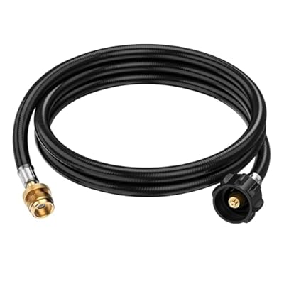 GasXpert 4ft Black Propane Hose Adapter, 1lb to 20lb, PVC, Perfect for Weber/Coleman/Blackstone Grill, Buddy Heater, Smoker, Camp Stove