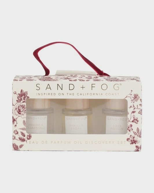 Sand and Fog Perfume Oil Discovery Set, Jasmine Cedarwood, Vanilla Sugar, Love Potion, 0.5 fl oz Each, 3-Pack