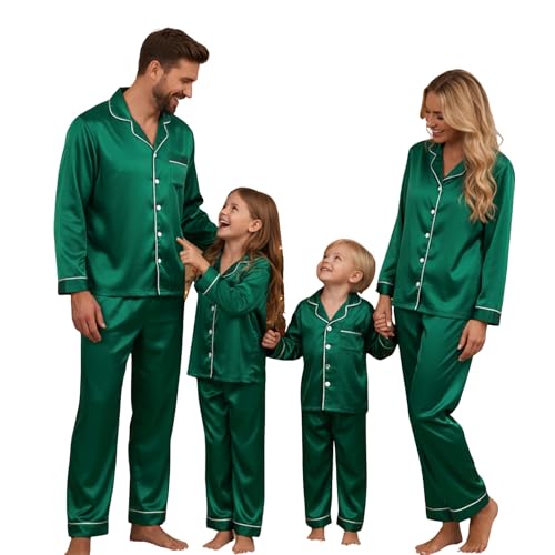 Pyjama de Noël assorti famille en satin pour réveillon magique