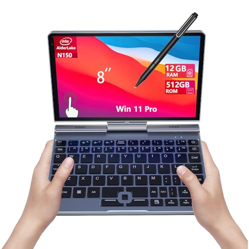 KOOFORWAY 8 Inch 2-in-1 Mini Laptop,HD Rotatable Touch Screen Support Handwriting Win 11 Pro Small...