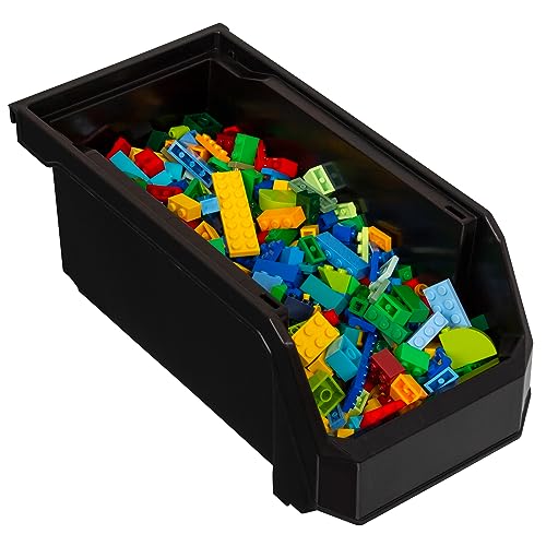Image of ReadySpace Plastic Containers for Organizing and Storage Bins for Closet, Kitchen, Office, Garage or Pantry Organization, Stackable Bins, Medium (11 inch x 5 inch x 5.5 inch), 8-Pack, Black