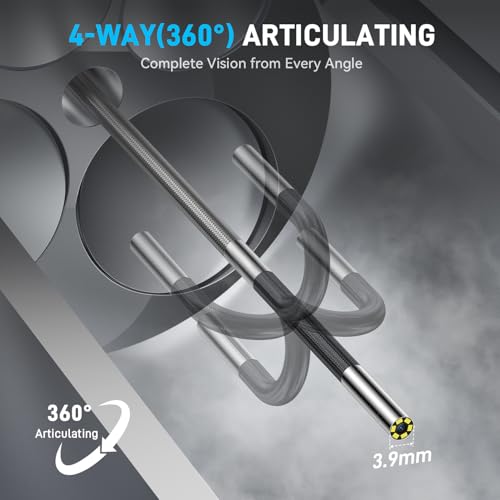 Image of 3.9mm 360 Articulating Borescope 4-Way Endoscope Camera with Light