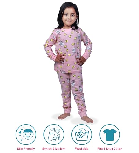 Image of Hestia | H.NSG.N.1 | Kids Girls Nightwear | Sleepwear | Cotton |Trouser Full Sleeves Tshirt | Elastic Waist |Night Dress with Pyjama Tshirts for Girls|All Over Horse Printed |Blue Color 4-6Yrs |Set 1