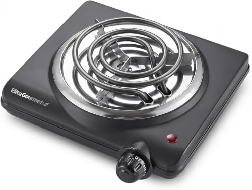 Image of Elite Gourmet ESB100B Countertop Single Coiled Burner Electric Hot Plate, Temperature Control, Indicator Light, Easy to Clean, Black (Pack of 8)