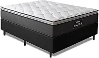 Cama Box Casal Colchão Molas Ensacadas Pillow Top Maximus 138x188x62cm Cinza/Preto Gazin - Suporta até 120Kg por Pessoa