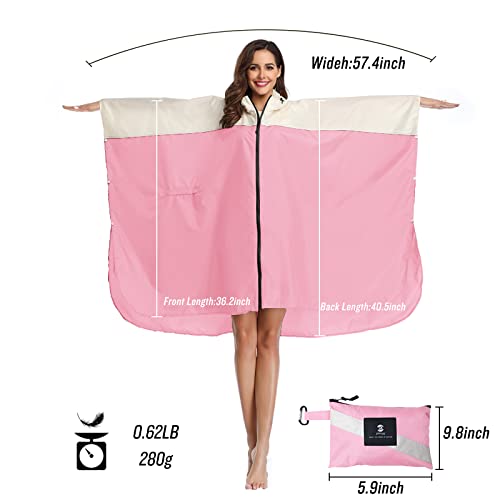 Image of SaphiRose Adult Rain Poncho Waterproof Hooded Zipper Raincoat with Pockets | OEKO-TEX Certified 100% Polyester, Lightweight Packable Storage Pouch, Heat-Sealed Seams, Quick-Dry for Outdoor Hiking