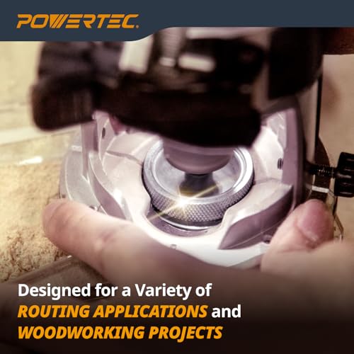 Image of POWERTEC 10-Piece Router Template Guide Bushing Set with Storage Case - Fits Porter-Cable Style Sub-Base Plates, 5 /16 inch to 1 inch Inlay Kit for Woodworking (71737)