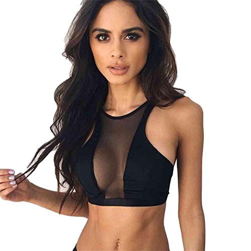 Smartlady Mujer Negro Sujetadores Camisetas Interiores Deportivas de Transparente (S)