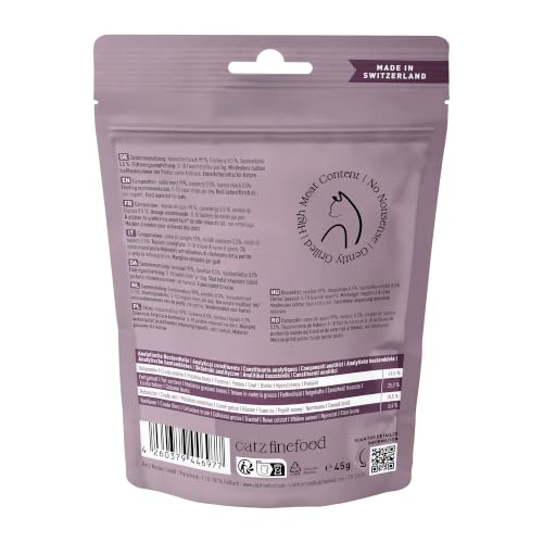 catz finefood Meatz Katzen Leckerlies Kaninchen N° 11 - knusprige Streifen aus Kaninchenfleisch - gegrillt und getrocknet - Katzensnack ohne Zucker, getreidefrei, 45g