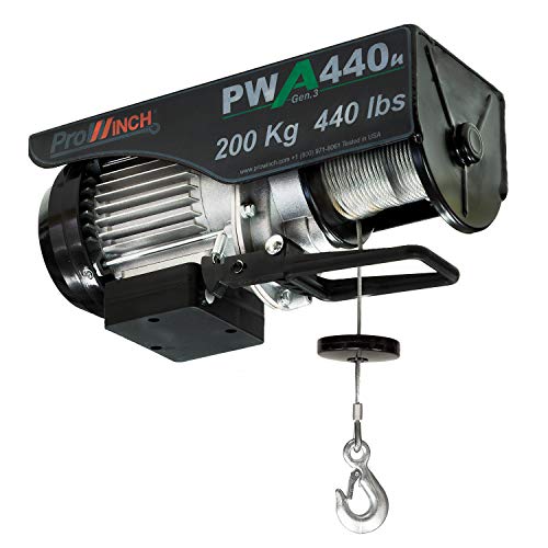 Prowinch 440 lbs Electric Wire Rope Hoist Load Capacity Crane Overhead Garage Ceiling Winch 120V Plug and Play