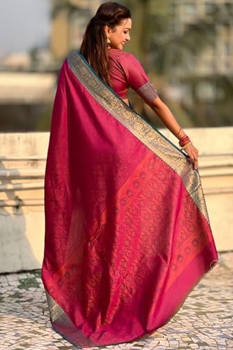 Image of SGF11 Women's Kanjivaram Pure Soft Silk Designer Saree With Blouse Piece