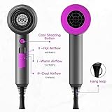 Hair Dryer, Professional Ionic Diffuser Hairdryer,1800 Watt AC Motor Quick Dry Travel Hairdryer, Salon with Hot and Cold Buttons Hairdryers for Women & Men, 2 Concentrators and 1 Diffuser - Image 6
