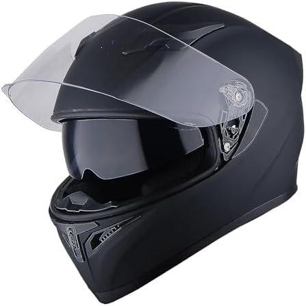 1STorm Motorcycle Street Bike Dual Visor/Sun Visor Full Face Helmet Mechanic Matt Black, Size X-Large Size XL (59-60 CM,23.2/23.6 Inch)