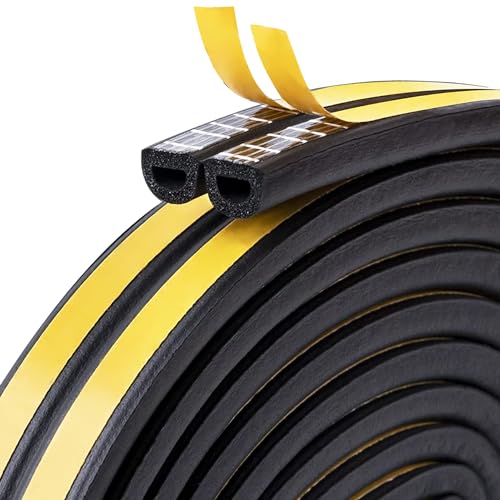 teeppo Dichtungsband Selbstklebend für Türen Fenster, Türdichtung Schaumstoff Klebeband Gummi-Dichtungsstreifen zum Blockieren von Rissen und Lücken, Anti Kollision Kälte-Wind und Lärm (5m, Schwarz)