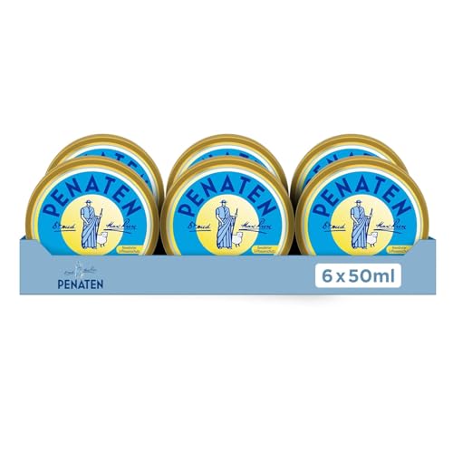 Penaten Creme (6 x 50 ml), Baby Wundschutzcreme mit Nässeschutz & Hautschutz, beruhigt & schützt sofort zarte Babyhaut dank Zinkoxid, Lanolin & Panthenol, neue Formel mit bewährtem 3-Phasenschutz