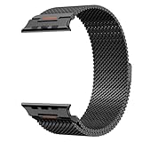 Astorgos Cinturino in Metallo Compatibile con Apple Watch Ultra 3/2/1 49mm, S11/S10 46mm, 9/8/7 45mm, SE3/SE2/SE/6/5/4 44mm, 3/2/1 42mm, Cinturino in Acciaio Inossidabile Maglia Uomo Donna, Nero