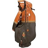 Sun Mountain Mid-Stripe 4-Way Cart Bag - Durable and Comfortable Golf Cart Bag with Eight Pockets for Storage - Features a Chrome Engravable Plate, Dual Tee Holders, and a Rain Hood - Cabin Wheat