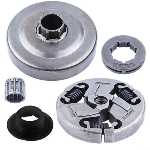 TONIXY Tambor de embrague de metal 7T placa pasiva aguja de rodillo de turbina para motosierra 357 359 piezas de repuesto, kit completo de montaje de 5 piezas para mantenimiento de reparación