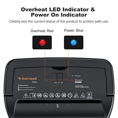 Bonsaii 8-Sheet Micro Cut Paper Shredder, 5 Minute 5.5 Gal Paper Shredder For Home Use For Credit Card, Staple, Clip With Transparent Window（209-E） #TOP5