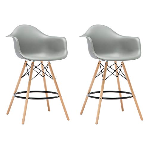 Woltu 1237 - Juego de 2 taburetes de Bar (Estructura de Madera con Respaldo y reposapiés), diseño...