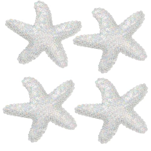 Glitter Silver Starfish Hair Clip Mermaid Hair Clips for Women Seashell Seashells Barrette Halloween Costumes Cosplay Hair Accessories 4Pcs Sea Shell Hair Clips for Women