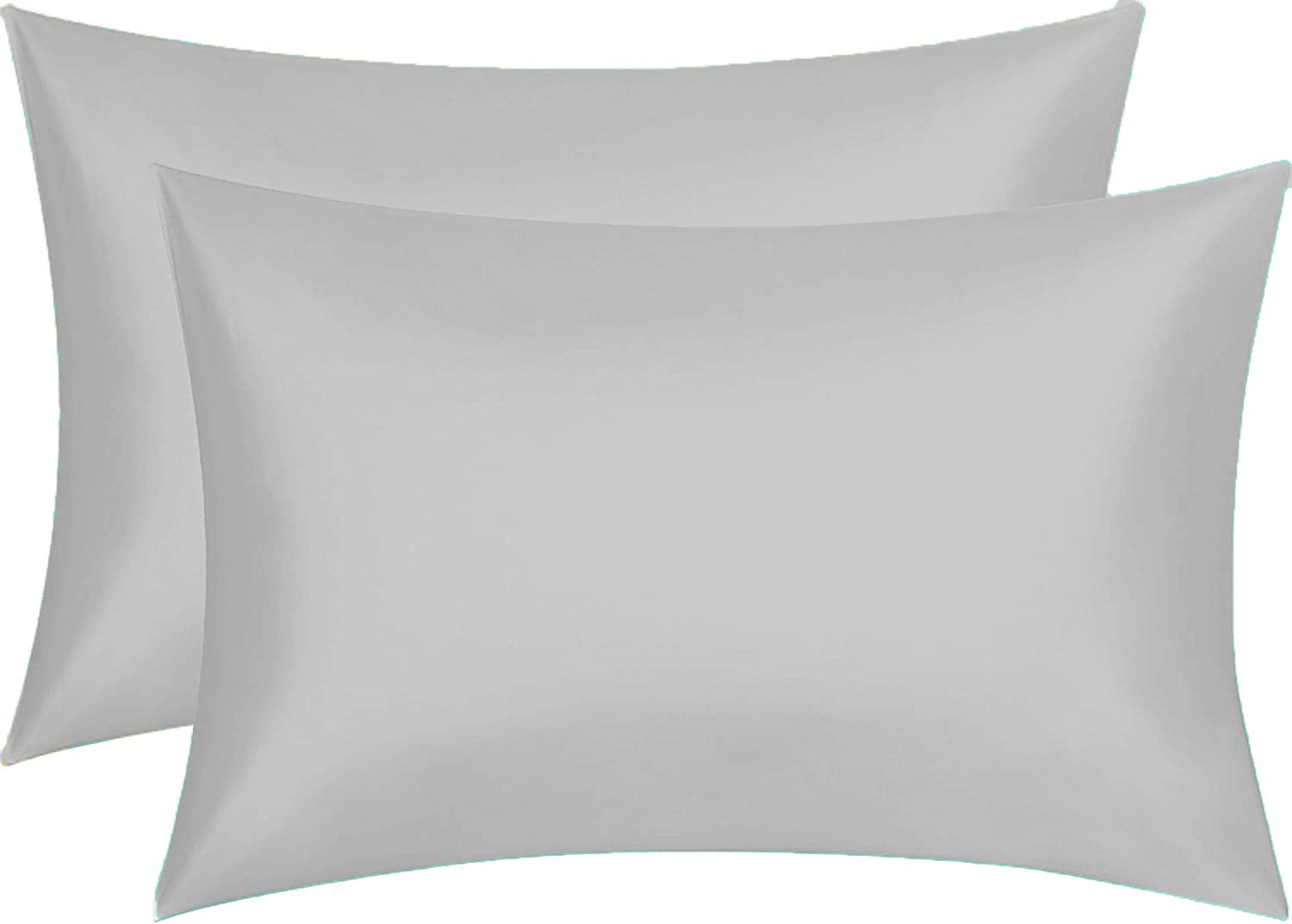 AmigoZone 2 Pack 100% Natural Egyptian Cotton 400 Thread Satin Pillowcases (Silver, 2pc Housewife Pillowcases)