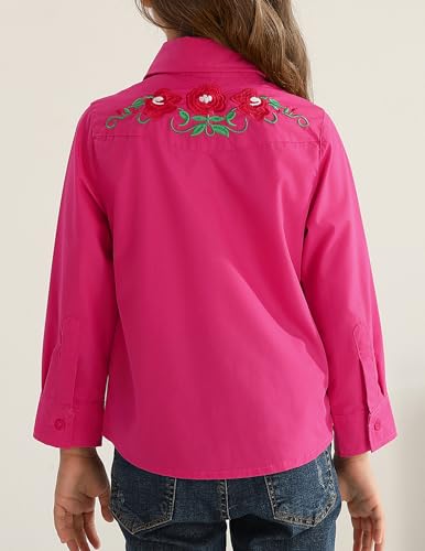 Girls Western Cowboy Fringe Shirt Long Sleeve Floral Embroidered Cute Collared Retro Casual Blouses Shirts2