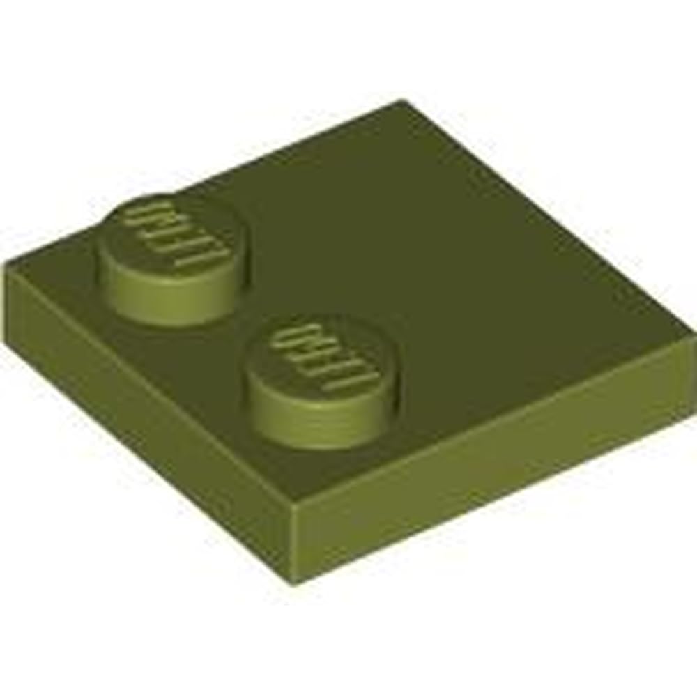 LEGO Tile 2 x 2, Modified with Studs on Edge, Part 33909, Part 33909, Choose Your Colour (Olive Green, 50, count)