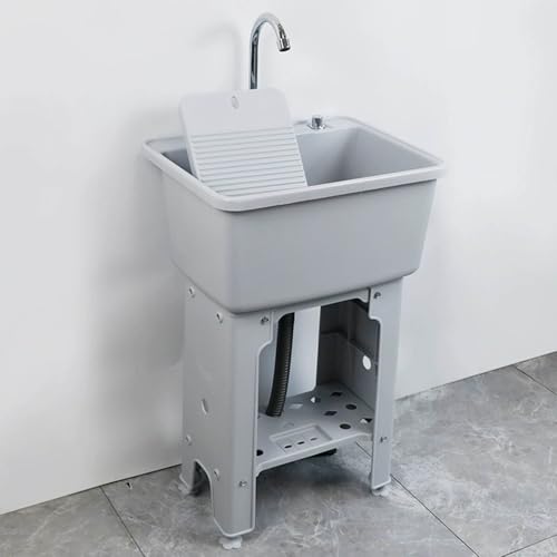 Évier utilitaire en plastique avec robinet et planche à laver
