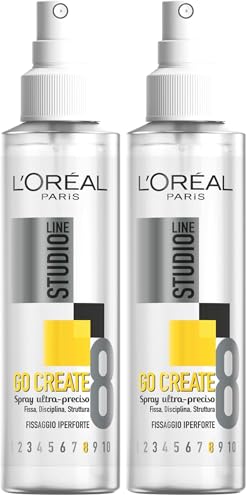 L'Oréal Paris Studio Line Spray Fissante, Per Tutti i Capelli, Per Look Naturali, Definiti e Duraturi, Applicazione Precisa, Formula Leggera, Go Create, 150 ml (Confezione da 2)
