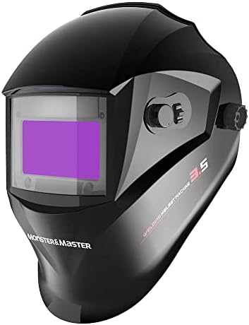 Monster&Master Large Viewing Screen Auto Darkening Welding Helmet, 4 Arc Sensor Wide Shade, MM-WH-002