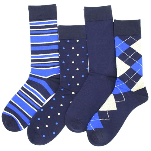 suokesi Men's Cotton Blend Crew Socks, Striped Novelty Fun Design, Size 8-15, Casual (MDS-01) — view 6