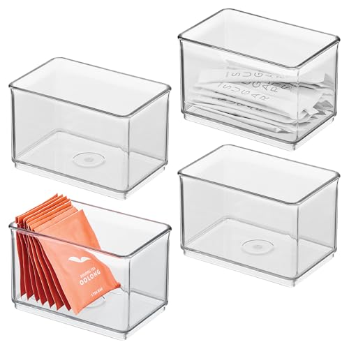iDesign Small Shallow Organizer Bin - Set of 4 - Clear - Made in USA