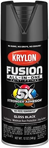 Krylon K02702007 Fusion All-In-One Spray Paint for Indoor/Outdoor Use, Gloss Black , 12 Ounce (Pack of 1)