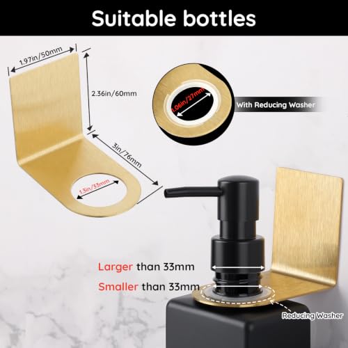Image of Segbeauty 3pcs Non-Drilling Adhesive Bottle Dispenser Holder, Dia 1.3in