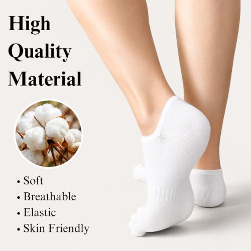 Image of Soxsense No Show Toe Socks Premium Cotton for Women, Align Toes Five Finger Liner Low Cut Thin Socks for Bunion, (4 Pairs)