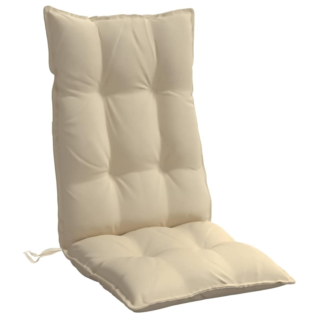 vidaXL Hochlehner Auflagen 6 STK., Hochlehner Auflage mit PP-Hohlfasern, Stuhlauflage mit Gummibänder Bindebänder, Sitzkissen, Beige Oxford-Gewebe