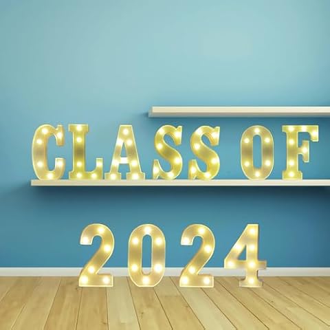 JUICYRAUL Class of 2024 LED LAMP, 12 Marquee Letter Lights for Graduation Decorations Cover