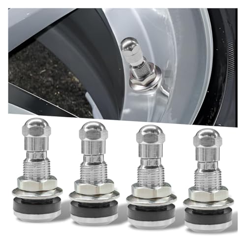 4PCS TR-416-S Car Tire Valve Stems, High Pressure Tubeless Car Tire Valve Stem, Outer Mount Metal & Rubber Valves Stem Fits 0.453 Inches and 0.625 Inches Rim Holes