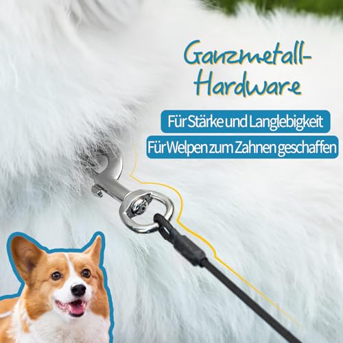 Mi Metty Kausichere Hundeleine, 6FT Bissfeste Hundeleine für große Hunde Bis zu 250lbs,Retrieverleine mit Bequemen Gepolsterten Griff (Schwarz+Blau)